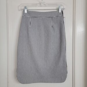ANTONIO MELANI Pinstripe Blue White Pencil Seersucker Skirt Full Zip A-Line.Sz-0